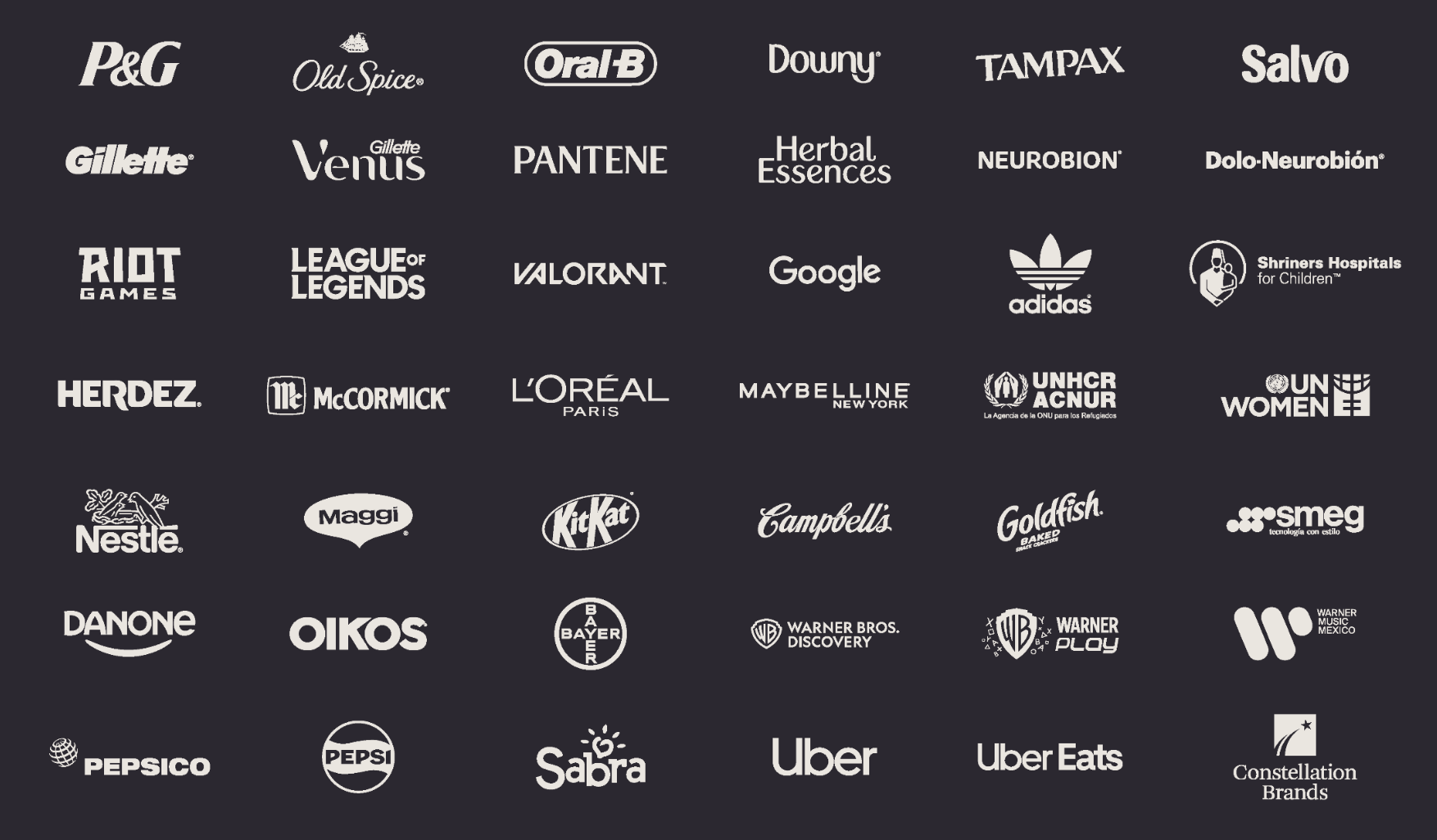 Felipa clients, including P&G, Old Spice, Gillette, Riot Games, Google, adidas, UNHCR, Uber and Pepsi